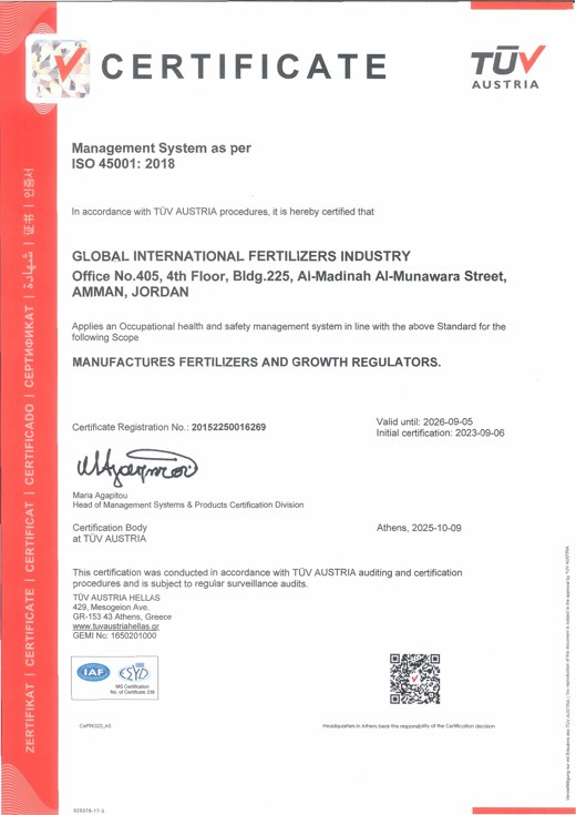 ISO 45001:2018 certificate issued to INFERT